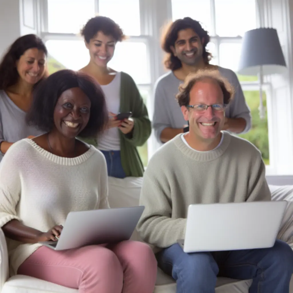 Illustration of UK customers sharing positive feedback