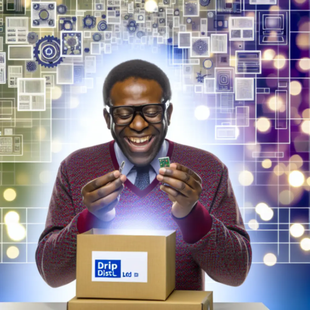 Happy customer unboxing an online order from DRIP DIST LTD