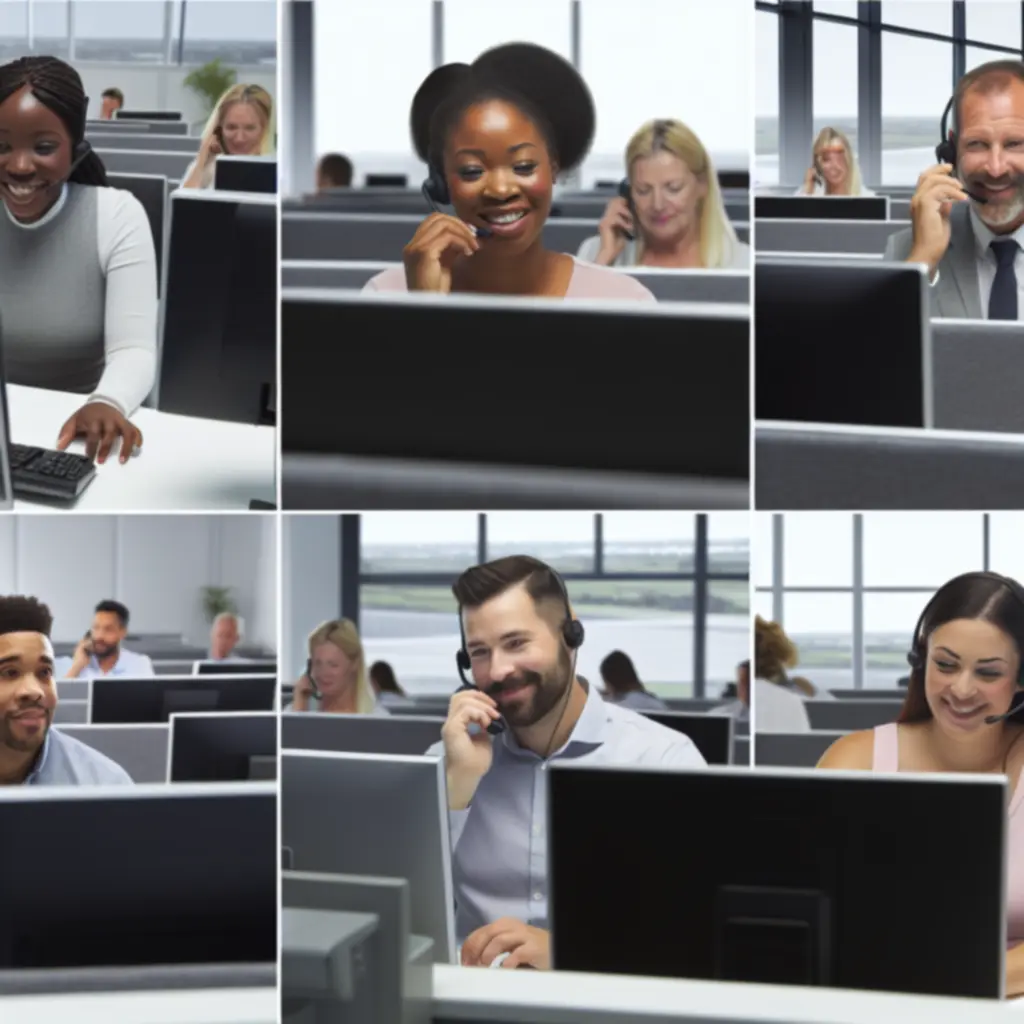 Customer support team on call assisting online shoppers
